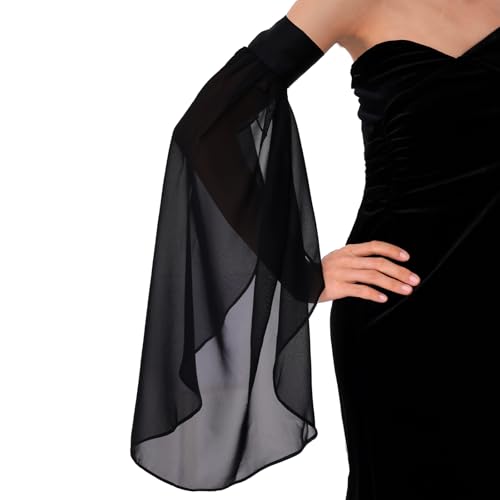 Long Tulle Bell Sleeves for Women Detachable Chiffon Gloves for Wedding Dress Halloween Renaissance Costume Accessories