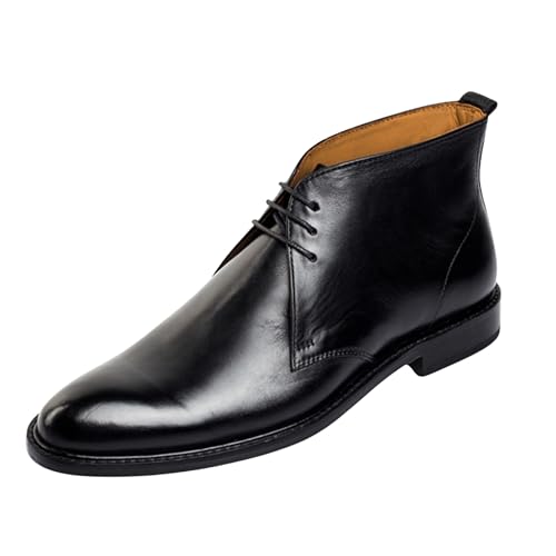 Men's Chukka Boots | Genuine Leather Ankle High Plain Toe Design Comfortable Ruber Sole Dress Shoes For Men