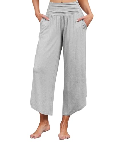 WiWi Women's Lounge Pants Wide Leg Yoga Bottoms Soft High Waist Sweatpants with Pockets Viscose from Bamboo S-XXL