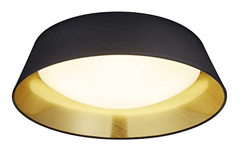 Preisvergleich Produktbild Reality Leuchten LED Deckenleuchte Ponts R62871879, Acryl weiß, Stoffschirm schwarz / goldfarbig, inkl. 18 Watt LED