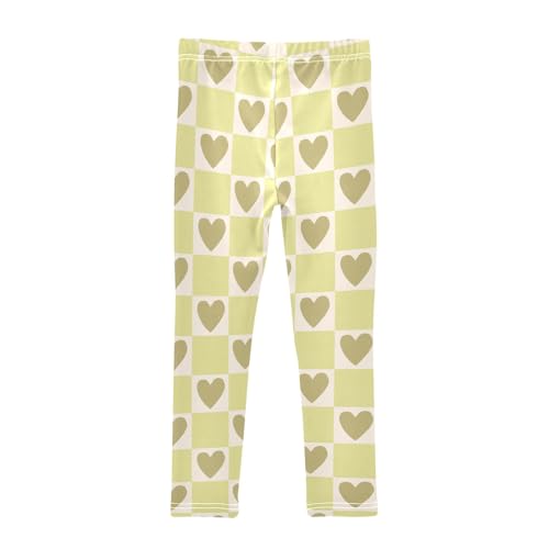 Cartoon Yellow Hearts Girls Leggings Soft Comfortable Athletic Leggings Dancing Pants for 4-10 Years2