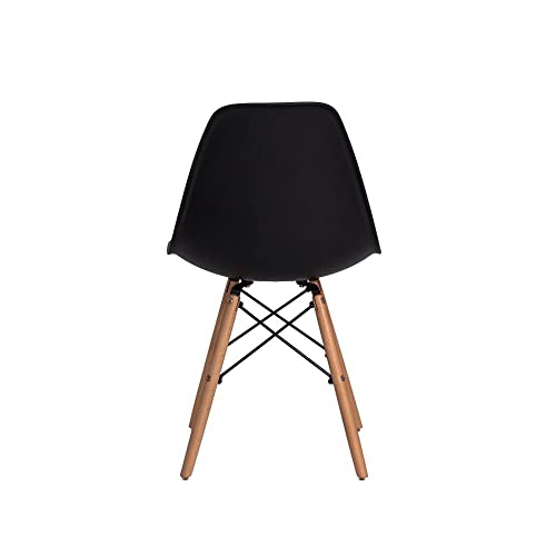 Cadeira Charles Eames Eiffel Preta Base Madeira glide