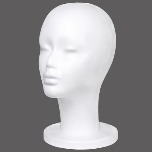 kachanaa 1 Pcs Foam Wig Head Female Styrofoam White Mannequin Head Stand for Wigs Hats Masks Hairpieces Arts Crafts DIY Projects Salon Display and Travel Use