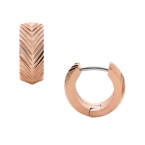 Fossil Creolen-Ohrringe Harlow Linear Texture für Damen Edelstahl roségoldfarben, JF04662791