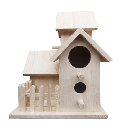 Nichoir à oiseaux - Nichoir à oiseaux - 20 cm (1 pièce) - Nid peint - Villa - Niche décorative de jardin pour suspendre les arbres dans la cour, la...