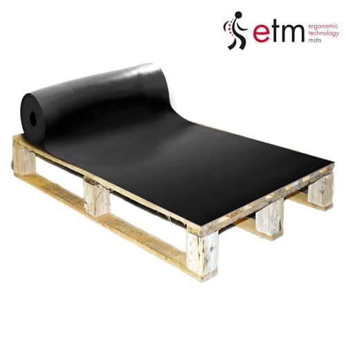 ETM SBR Mata gumowa 120 x 50 cm. 10 mm - sprzedawana na metry – czarna i gładka – mata ochronna budynku, mata antypoślizgowa, gumowa mata podłogowa – wykładzina podłogowa, gumowa płyta gumowa paski