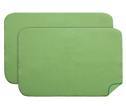 Image of Kuber Industries Microfiber Reversible Dish Drying Mat with Absorbent Parity for Kitchen 19 inchx 15 inch,Pack of 2 (Green)