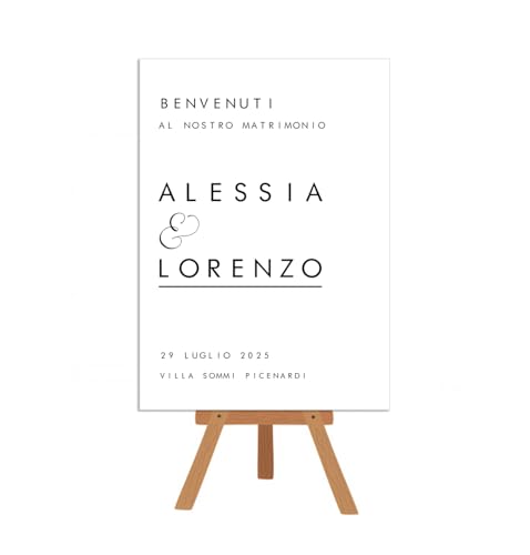 Cartello benvenuto matrimonio - stampa su cartoncino 50x70 stile essenziale ed elegante