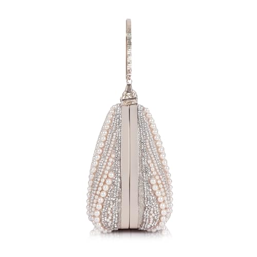 Image of Lady Quinton Pearl and Rhinestone Evening Clutch Bag, Bridal Party Handbag with Chain Strap