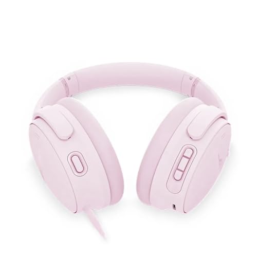 Image of Bose QuietComfort Headphones - Wireless Bluetooth Headphones, Active Over Ear Noise Cancelling and Mic, Deep Bass Bundle + Desktop Headphone Stand + Green Extreme Dual Wall Charger (Petal Pink)