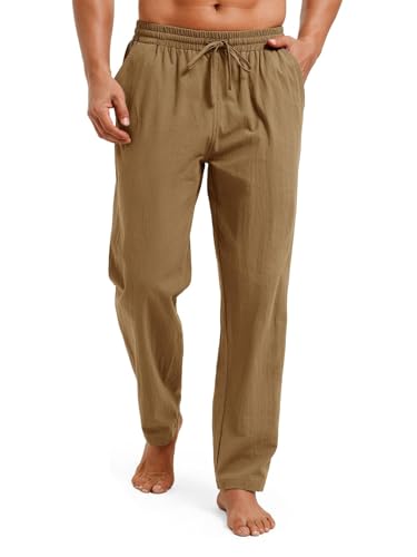 Runcati Pantalons médiévaux pour homme vikings, renaissance, de pirate, pour cosplay, costume steampunk, en lin, uni, pour la plage, pour les loisirs,...
