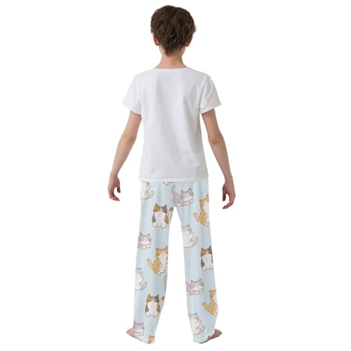 Boys' Pants Cartoon Cat Heart Blue Long Bottoms Jogger Pants Elastic Waist Trousers with Pockets S-XL3