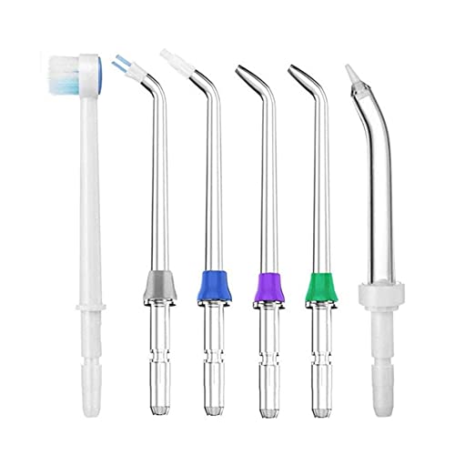 Jerilla 6pcs Oral Irrigator Nozzle Set Replacement Jet Tips Kit Accessories Compatible with Waterpik Water Flosser WP-100/WP-250/WP-300/WP-450/WP-560/WP-660/WP-811/WP-900/Flycat FC168/FC188