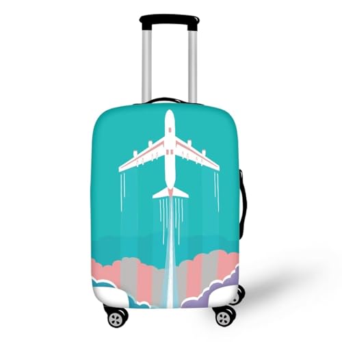 Space Plane Thicker Luggage Cover Suitcase Protector Luggage Washable Scratch Resistant Resilient Suitcase Covers with Zipper Luggage Protector Covers S M L XL