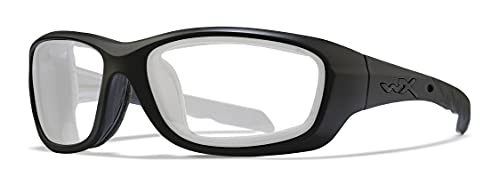 Wiley X WX Gravity Sunglasses, ANSI Z87 Safety Glasses for Men and Women, UV Eye Protection for Shooting, Fishing, Biking, and Extreme Sports, Black Frames, Clear Lenses