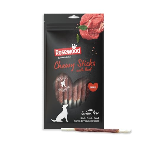 Rosewood Chewy Sticks Rind Small – Kaustangen für Hunde mit Rindfleisch, Rinderhautsnack, Rohhautsnack, unterstützt die Zahnpflege, ohne Getreide, ohne künstliche Zusatzstoffe, 72 g