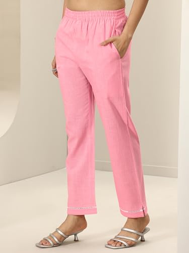 Image of Libas Embroidered Cotton Straight Kurta With Trouser and Dupatta