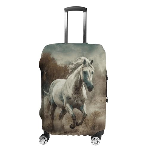Horse Running in Field Luggage Cover, Elastic Luggage Protector Fits 19-32in Suitcases, Washable & Anti-Scratch Suitcase Cover for Men Women XL