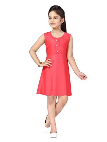 Aarika Girl’s Cotton Classic Knee-Length Dress (NV-MD-E-3_Gajri