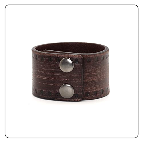 Image of Punk Rock Print Pattern Wristband Wide Leather Cuff Bracelet