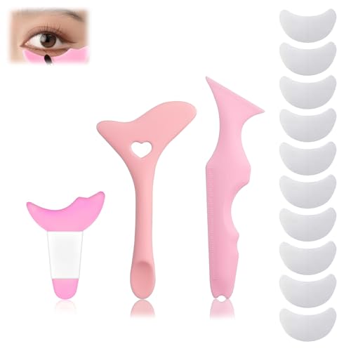 DHWEKU 3PCS Plantilla Delineador de Ojos, Silicona Plantillas para Maquillaje Ojos, Multiusos Plantilla Eyeliner Ojos, Plantilla Auxiliar Delineador de Ojos para Principiantes y Profesionales