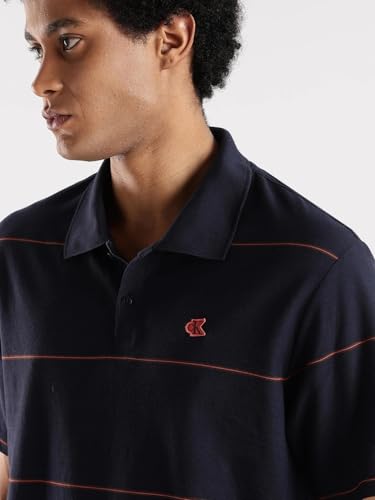 Image of Striped Relaxed Fit Cotton Polo T-Shirt
