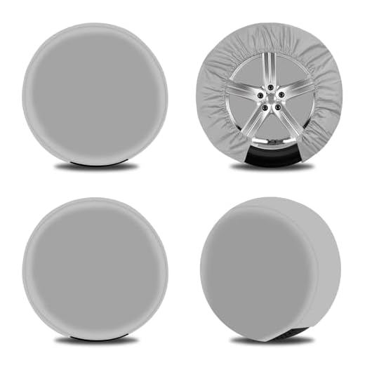 OutdoorLines Waterproof Spare Tire Covers Set of 4, UV-Proof Wheel Covers Windproof Tire Protector for RV, Jeep, Trailers, Camper, Van and Truck, Universal Fits Diameters 24"-26", Gray