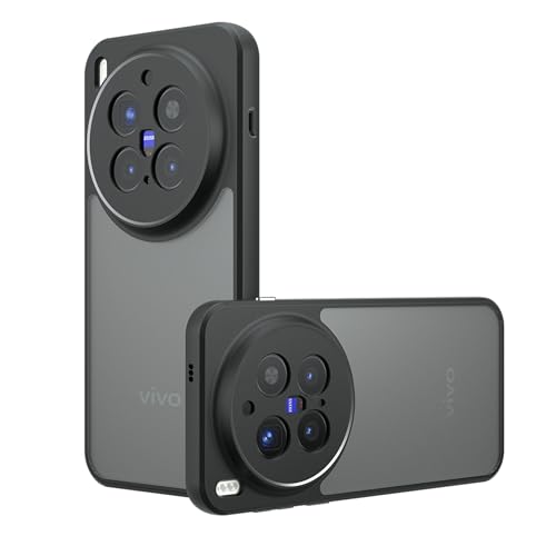 MTRIEBA Compatible with vivo X300 Pro Phone Case [with 1* Screen Protector][Fingerprint-Resistant, dustproof Hole] Matte Black