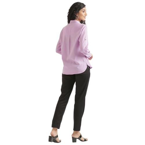 Image of SAADAA Airy Linen Shirt | Solid Regular Fit Casual Shirts Stylish for Women