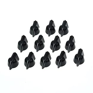 KAISH quality universal mini raised chicken head knobs with 1/4" inner diameter brass insert to fit most potentiometers in the market The set screws in the knobs are long enough to clamp down on smaller shaft pots. They fit 18 coarse splines or 24 fi...