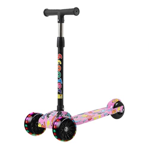 Patinete plegable para niños, patinete portátil de colores con luz LED, ruedas con puente sin deslizamiento, actividades al aire libre para las vacaciones de Jublersai