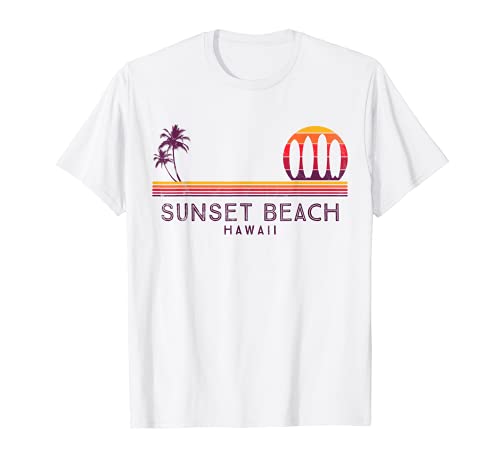 Vintage Hawaii Sunset Beach Tropical Palm trees - Surf Camiseta