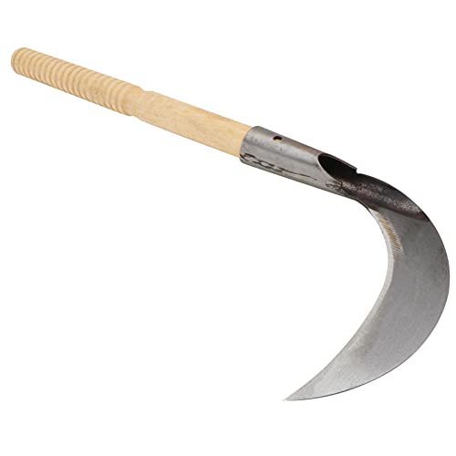 Holibanna Faucille Longue Manche Acier Manganèse Outil De Jardinage Multifonction Pour Désherbage Récolte De Maïs Et Herbe Avec Poignée Antidérapante Confortable