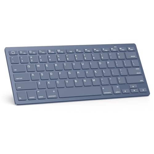 Image of OMOTON Ultra-Slim Bluetooth Keyboard for iPad 11th /10th /9th /8th /7th, iPad Pro /Air /Mini and iPhone Series, Wireless iOS Keyboard with 12 Multimedia Keys for Office, Home, Travel, School, Deep Blue