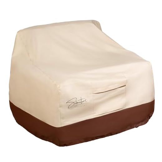 Signature Living Set of 2 Outdoor Waterproof Patio Chair Covers, Durable 600D UV-Coated Polyester Outdoor Chair Covers for All-Weather Protection (Tan, Medium 32 Inch)