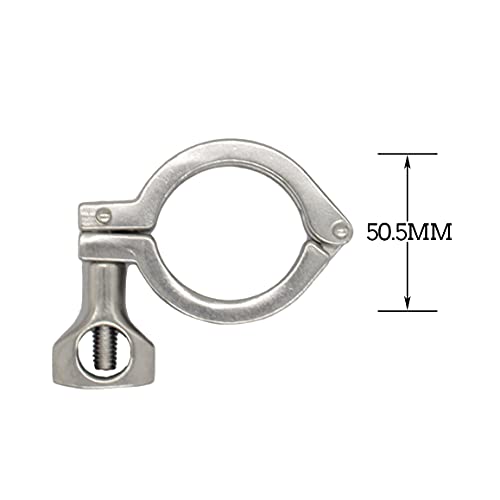 Qiimii Stainless Steel 304 Single Pin Heavy Duty Tri Clamp With Wing Nut For Ferrule Tc 1.5'' With 1 Pc Silicone Gasket(2 Pack) #TOP1