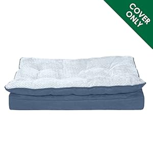 Furhaven-Replacement-Dog-Bed-Cover-Minky-Plush-Suede-Pillow-Top-Mattress-Machine-Washable-Stonewash-Blue-Medium - Cucciolini Doodles Furhaven-Replacement-Dog-Bed-Cover-Minky-Plush-Suede-Pillow-Top-Mattress-Machine-Washable-Stonewash-Blue-Medium