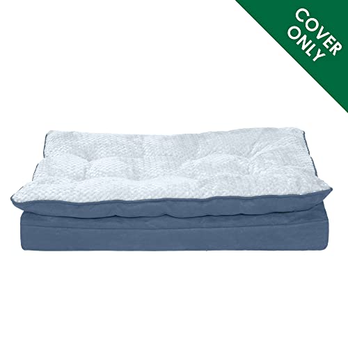 Furhaven-Replacement-Dog-Bed-Cover-Minky-Plush-Suede-Pillow-Top-Mattress-Machine-Washable-Stonewash-Blue-Medium - Cucciolini Doodles Furhaven-Replacement-Dog-Bed-Cover-Minky-Plush-Suede-Pillow-Top-Mattress-Machine-Washable-Stonewash-Blue-Medium