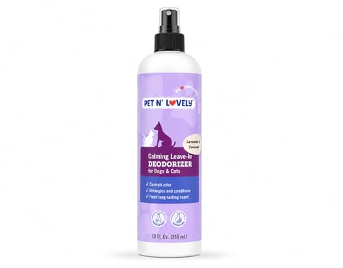 Pet N' Lovely Calming Leave-In DEODORIZER | Controls Odor | for Dogs and Cats | Detangles & Conditions | Fresh Long Lasting Scent | Convenient Spray Top for easy application | 12 Fl. Oz., Clear