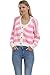 Produktbild Malito - Damen Cardigan mit Knöpfen - Jacke gestreift - Langarm Strickjacke mit V-Ausschnitt 3157 (rosa)