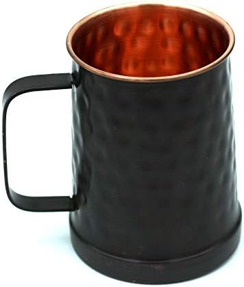 Black Hammered German Style Copper Beer Stein - 100% Pure Heavy Gauge Copper Beer Mug 20 Oz