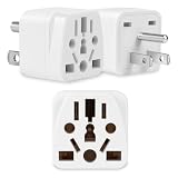 3 Pack US Travel Plug Adapter- EU, UK, AU, CN, JP, Italy, Brazil to American Plug Adapter, Universal Plug Adapter for USA- Type B, White