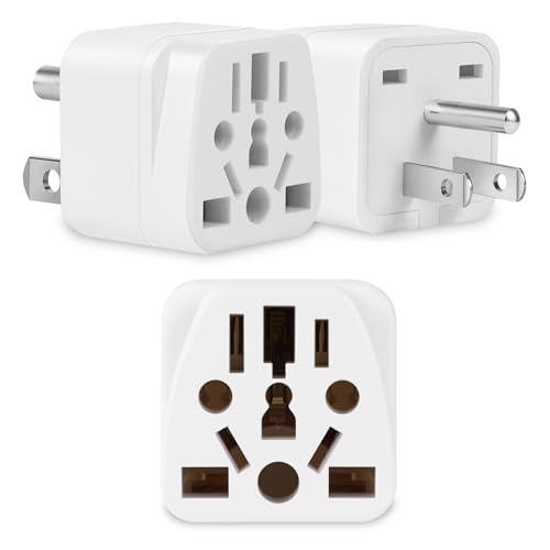 3 Pack US Travel Plug Adapter- EU UK AU CN JP Italy Brazil to American Plug Adapter Universal Plug Adapter for USA- Type B White