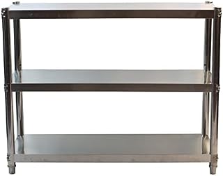 GOLDBEARUK Stainless Steel Kitchen Shelving Unit - Hygenic Kitchen Storage Solution - 3 Tier (Small 60x80cm)