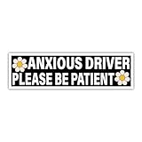 BAVAHA Anxious Driver Please Be Patient Bumper Sticker Go Around Car Sticker Cute Asthetic Car for Girl Gen Z Adults Mental Health Anxiety Vinyl Decal SUVs Windows Laptop [11.5'x3']