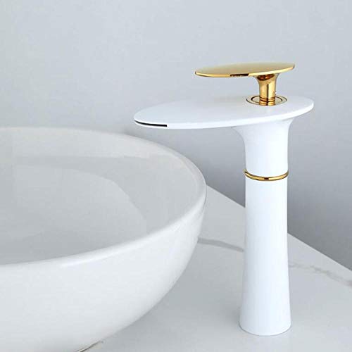 Mitigeur de lavabo cascade en laiton blanc pour vasque à poser moderne