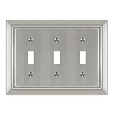 Dyekou Metal Wall Plate for Electrical Outlets, Decorative Brushed Nickel Switch Plates Outlet Cover, Light Switch Cover Plate, 3-Gang Wall Plates (Triple Toggle, 1 Pack)