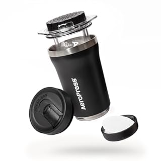 AeroPress Go Plus, Small Portable Coffee Maker for Travel & Camping - 3 In 1 Brew Method Combines French Press, Pourover, Espresso, Full Bodied Coffee without Bitterness, Coffee Press Kit - Black