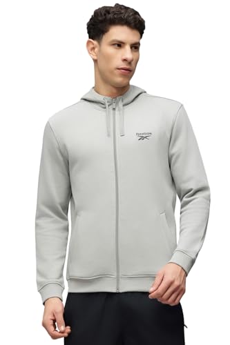 Image of Reebok Men's Full-Zip Hoodie - Soft Fleece Sweatshirt with Adjustable Hood & Front Pockets