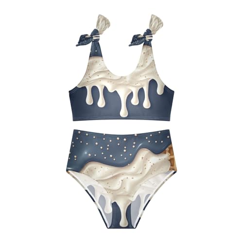 Boccsty Navy White Ice Cream Girls Tankini Swimsuit Kids Bikini Sets 2 Pcs Bathing Suit 3T3